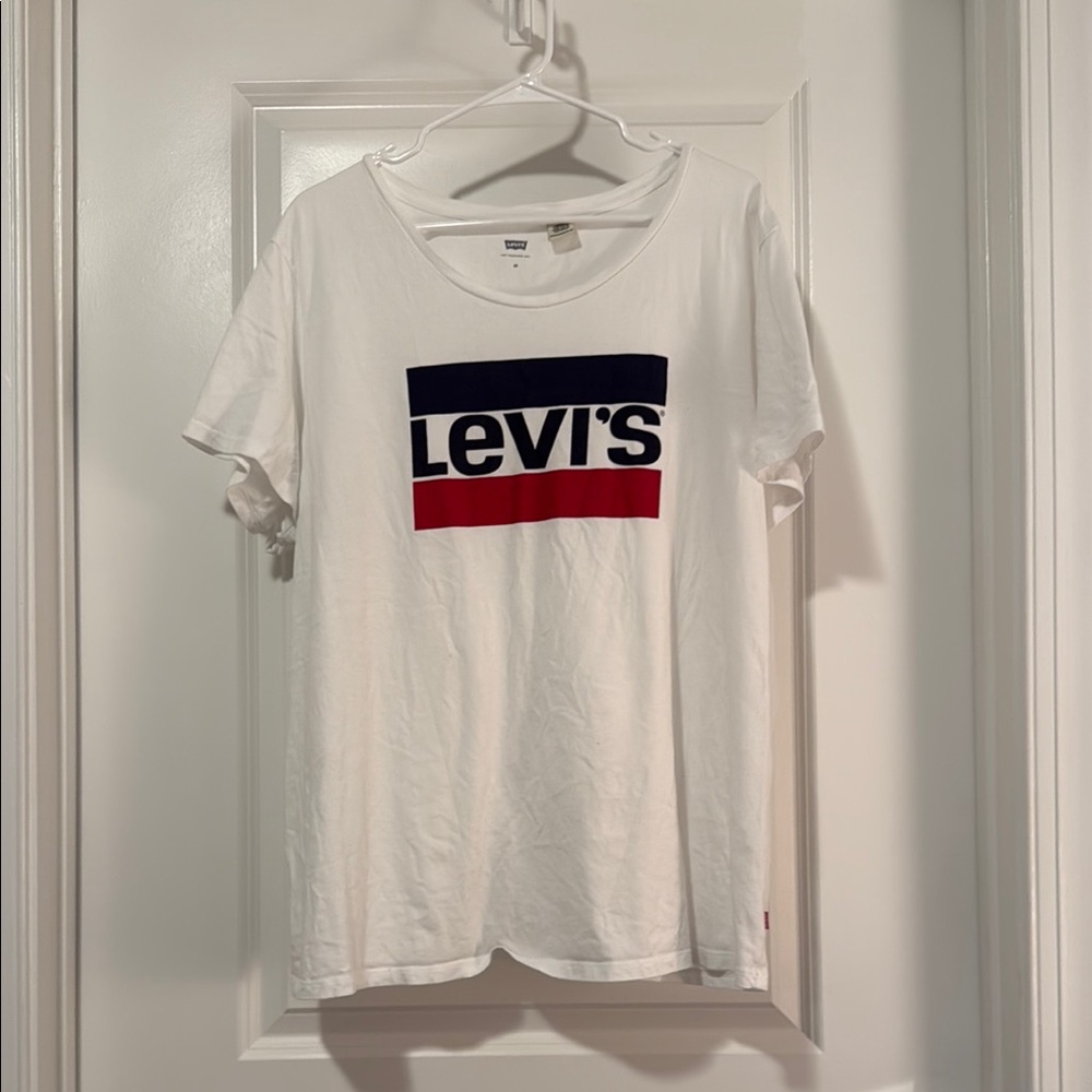 Levi's White Tee with Red and Blue Logo